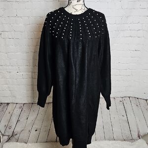 Lane Bryant Black Sweater Dress With Silver Accents